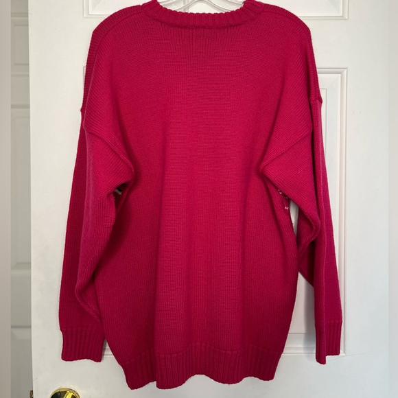 Vintage 100% Wool Pink Star Crewneck Sweater L Made in 🇨🇦 - Picture 10 of 14